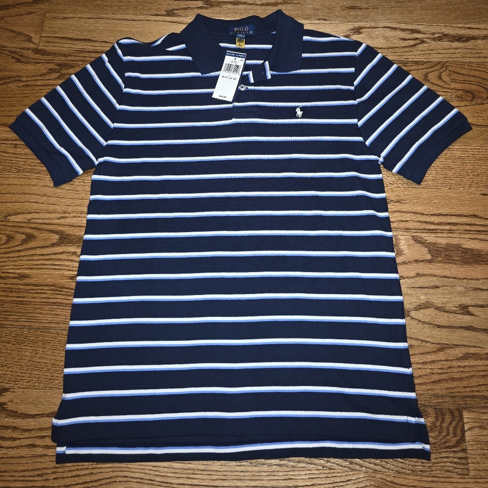 Boys Ralph Lauren Nautical Blue and White Polo XL 18-20